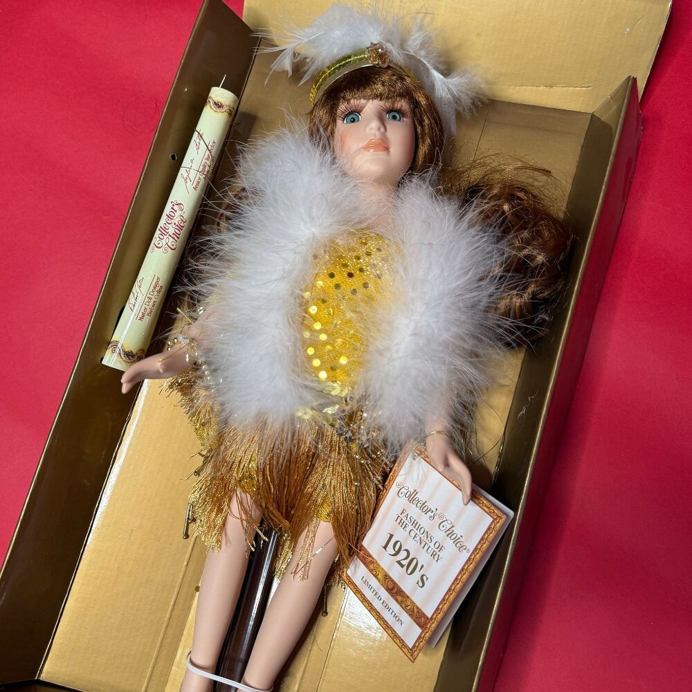 Vintage 1920s Collector’s Choice Porcelain Doll – Limited Edition Flapper Girl